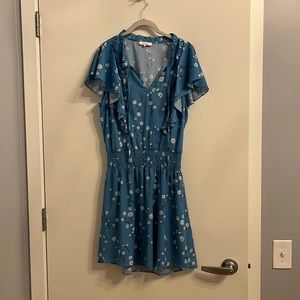 Parker Blue Floral Dress - size medium - blue daisy print